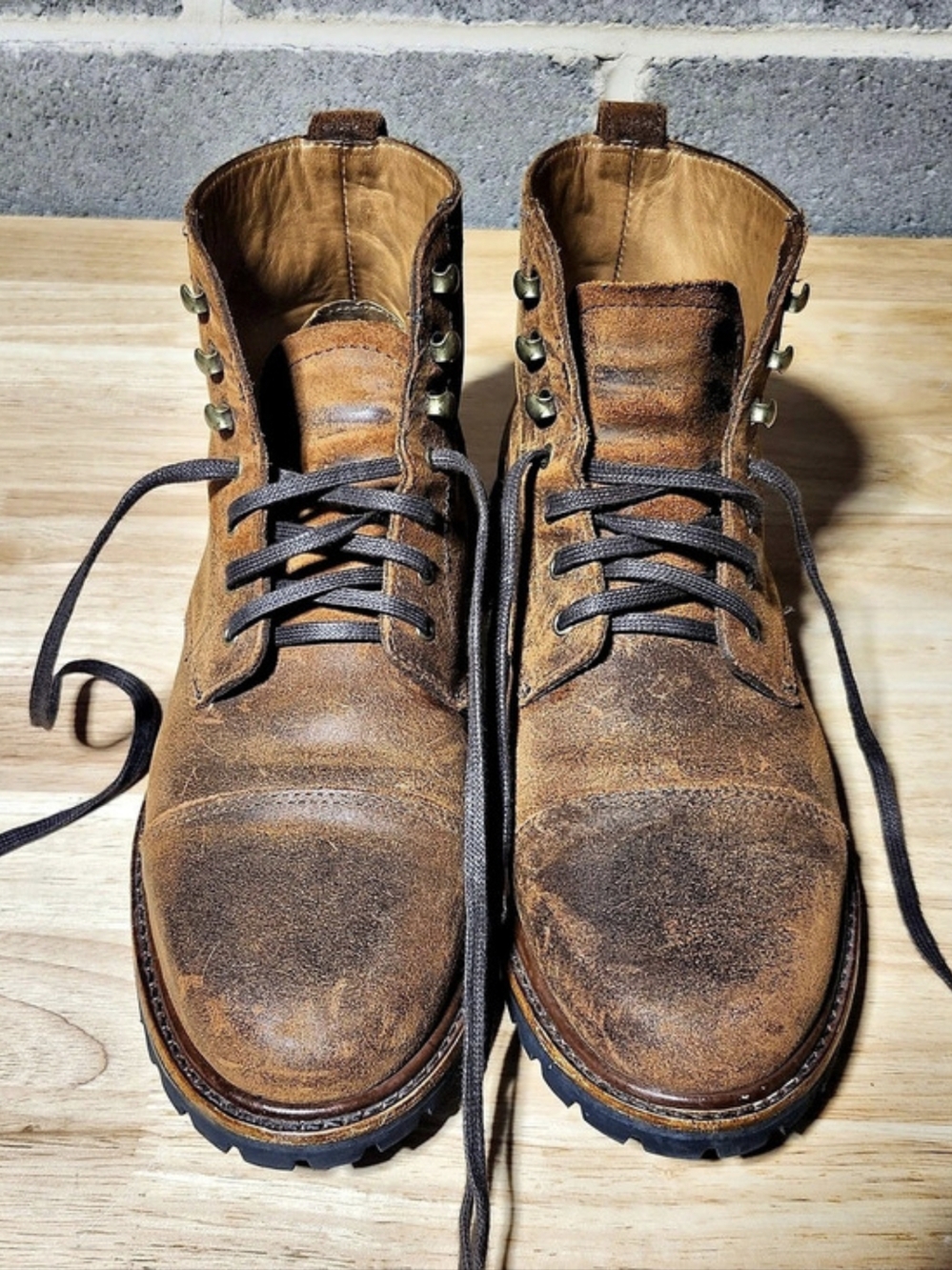 J Crew Men's Kenton Cap-Toe Mens Size 8 C. F. Stead Waxed Leather Vibram